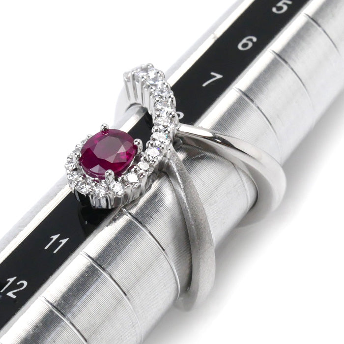 K18WG White Gold Ruby Diamond Ring