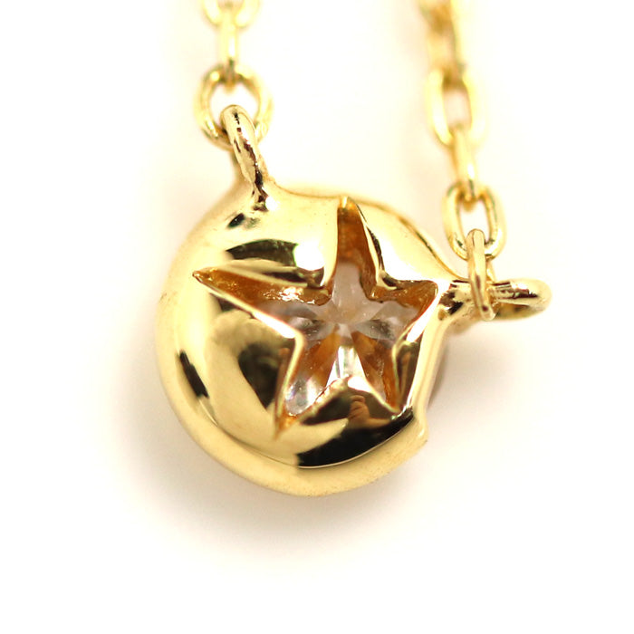 K18YG Yellow Gold Diamond Moon Necklace