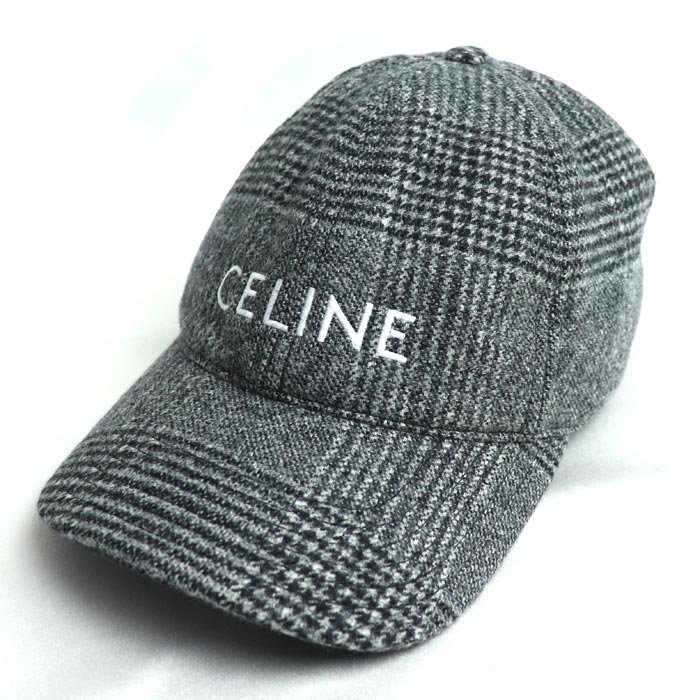 Celine Wool Logo Cap Gray Unisex