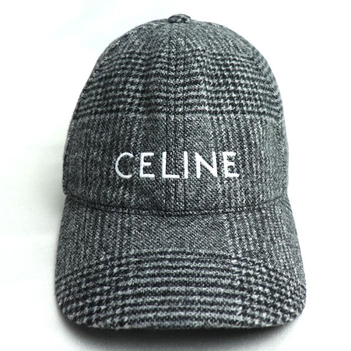 Celine Wool Logo Cap Gray Unisex