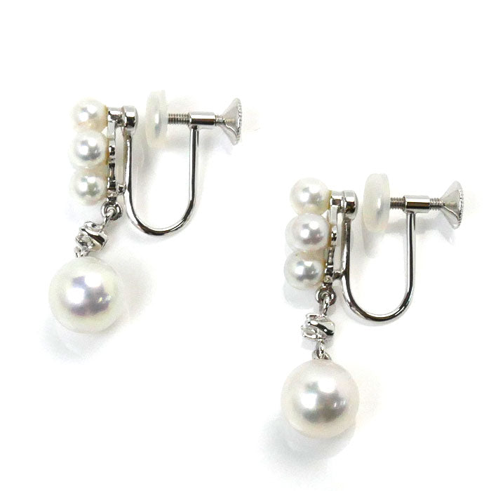 MIKIMOTO K18WG White Gold Pearl Earrings