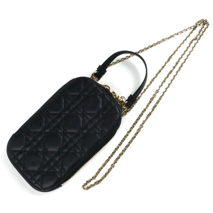 Dior Lady Dior Cannage Phone Pouch Black