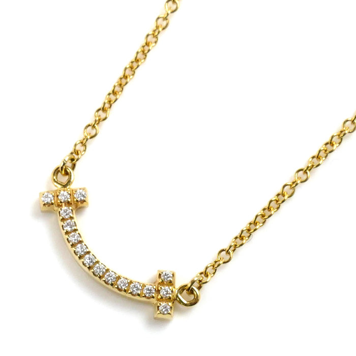 Tiffany & Co Yellow Gold Diamond T Smile Necklace