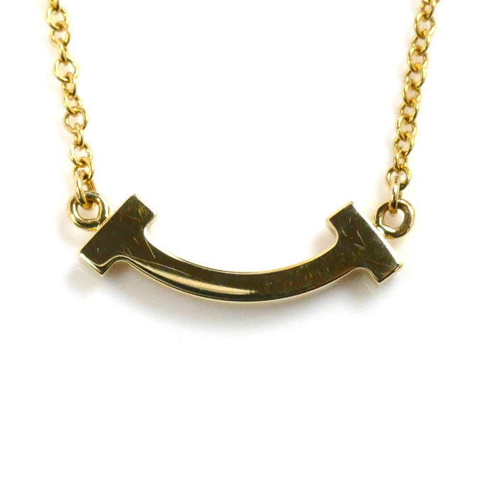 Tiffany & Co Yellow Gold Diamond T Smile Necklace