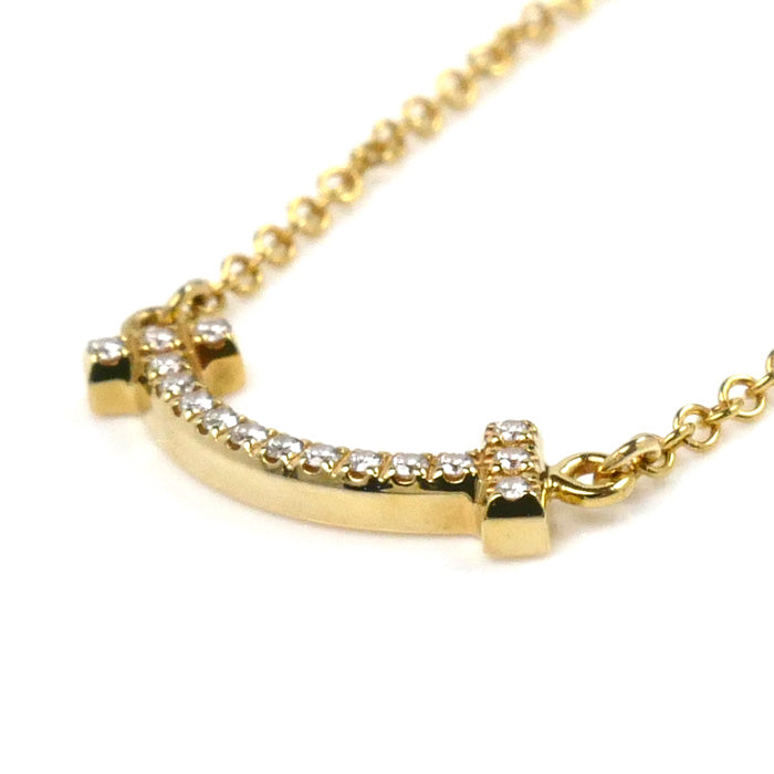 Tiffany & Co Yellow Gold Diamond T Smile Necklace