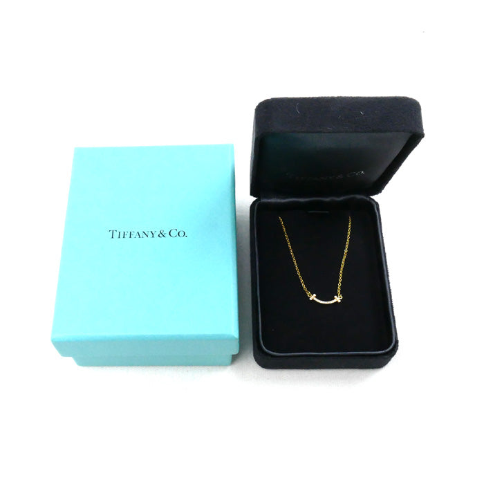 Tiffany & Co Yellow Gold Diamond T Smile Necklace