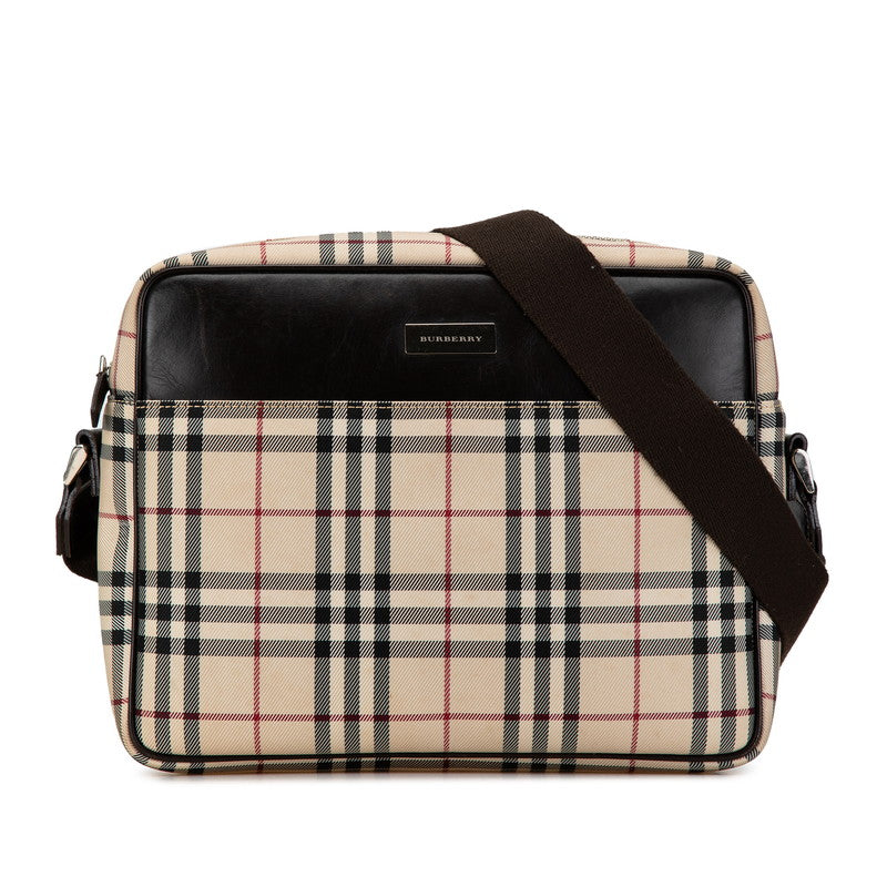 Burberry Nova Check Canvas Leather Shoulder Bag