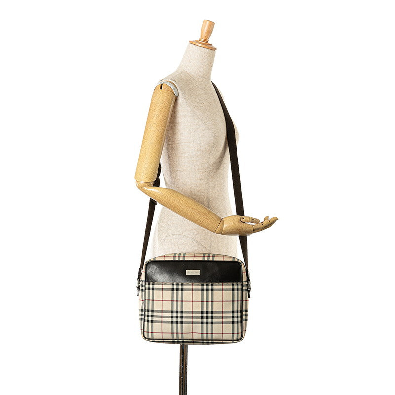 Burberry Nova Check Canvas Leather Shoulder Bag