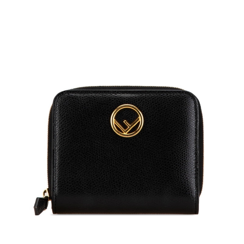 Fendi Leather Logo Bifold Wallet Black Gold