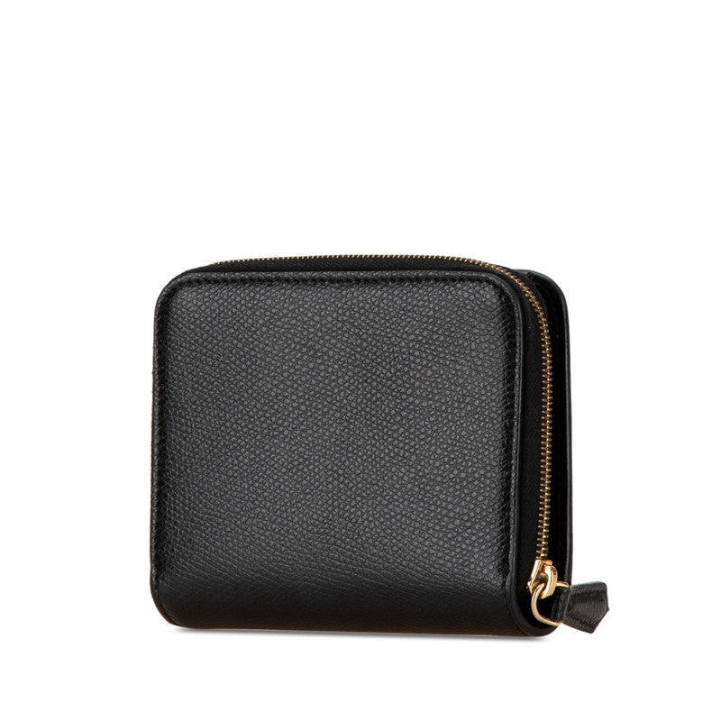 Fendi Leather Logo Bifold Wallet Black Gold