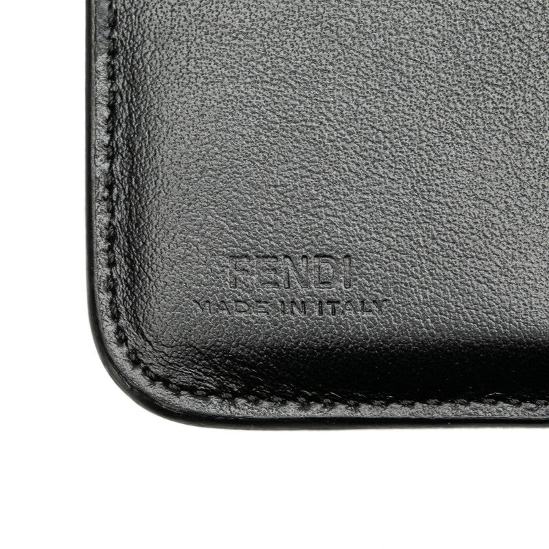 Fendi Leather Logo Bifold Wallet Black Gold