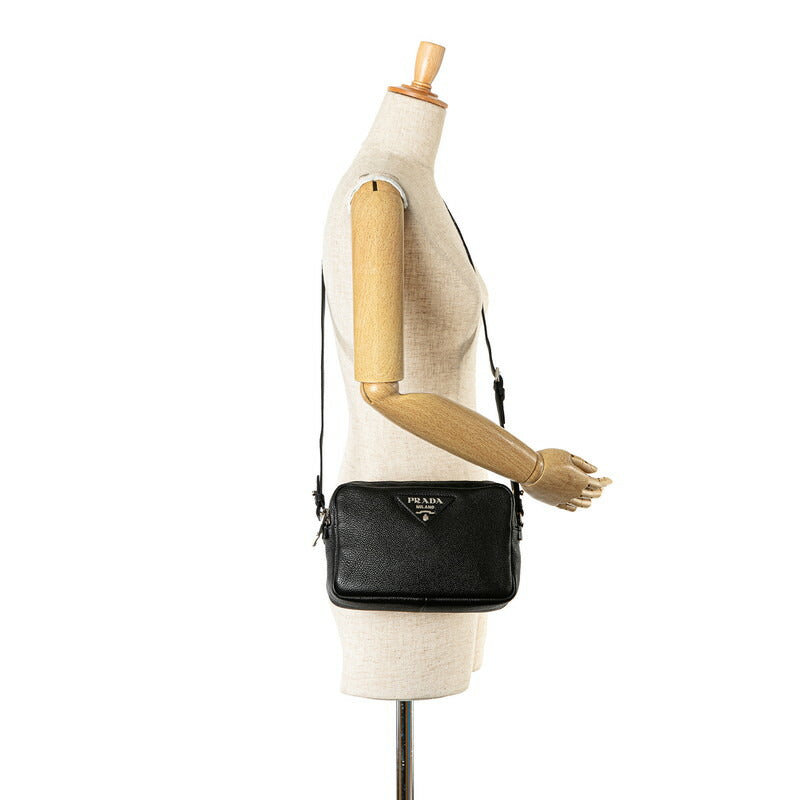 Prada Vitelodaino Leather Shoulder Bag