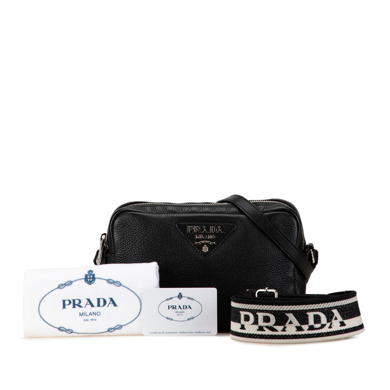 Prada Vitelodaino Leather Shoulder Bag