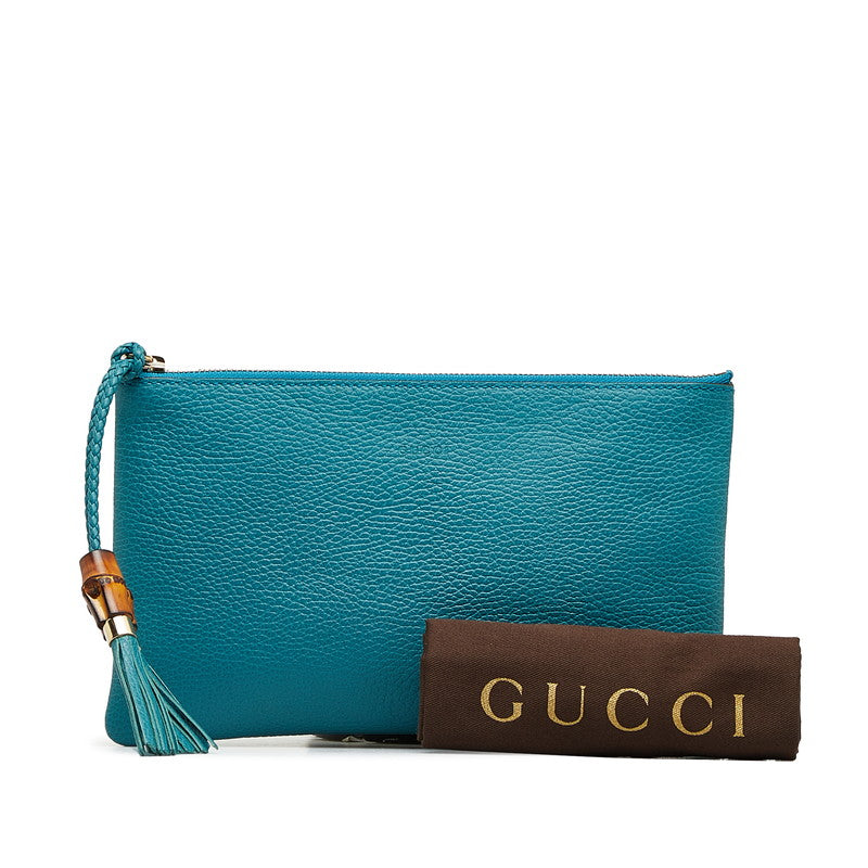 Gucci Bamboo Tassel Leather Clutch Bag in Very Good Condition