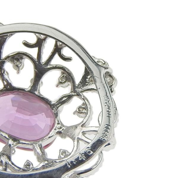 Gorgeous Pink Sapphire 1.46ct, Melee Diamond 0.25ct, Pt900 Platinum Pendant for Women in Great Condition