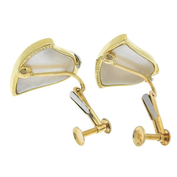 18k Gold Diamond & Sapphire Shell Earrings in Excellent Condition