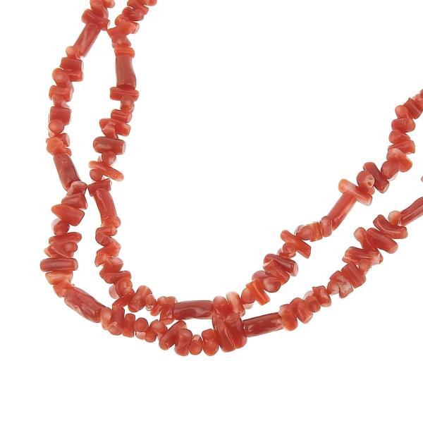 Elegant Silver & Red Coral Branch Necklace for Women in Great Condition