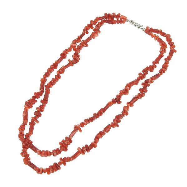 Elegant Silver & Red Coral Branch Necklace for Women