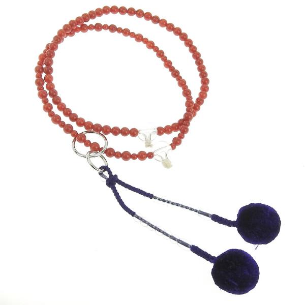 [LuxUness]  Double-Line Buddhist Rosary in Red and Purple, Genuine Coral, Superb Bracelet, Unisex (Pre-owned) in Excellent condition