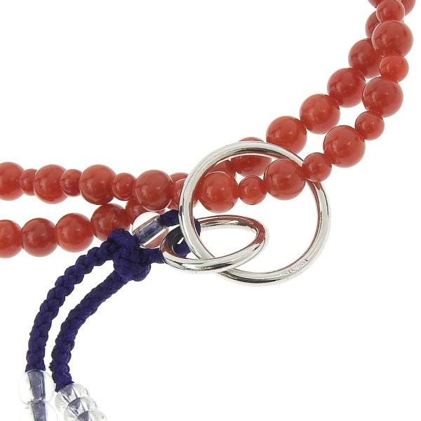 Double-Line Buddhist Rosary in Red and Purple, Genuine Coral, Superb Bracelet, Unisex (Pre-owned) in Excellent Condition