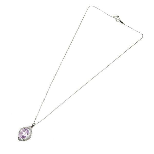 Platinum Diamond Kunzite Pendant Necklace