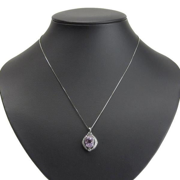 Platinum Diamond Kunzite Pendant Necklace in Excellent Condition