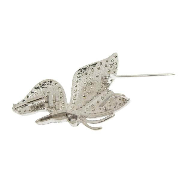 Unbranded Butterfly Pendant Brooch with 1.00ct Diamond in K14/K18 White Gold for Women - Preloved in Excellent Condition