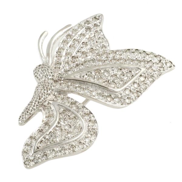 Unbranded Butterfly Pendant Brooch with 1.00ct Diamond in K14/K18 White Gold for Women - Preloved in Excellent Condition