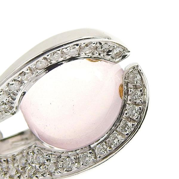 BIBIGI Pink Stone and Diamond Pendant - K18 White Gold Material, Ladies' Silver Jewelry (Used) in Excellent Condition