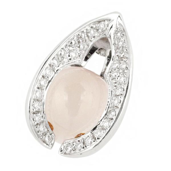 BIBIGI Pink Stone and Diamond Pendant - K18 White Gold Material, Ladies' Silver Jewelry (Used) in Excellent Condition