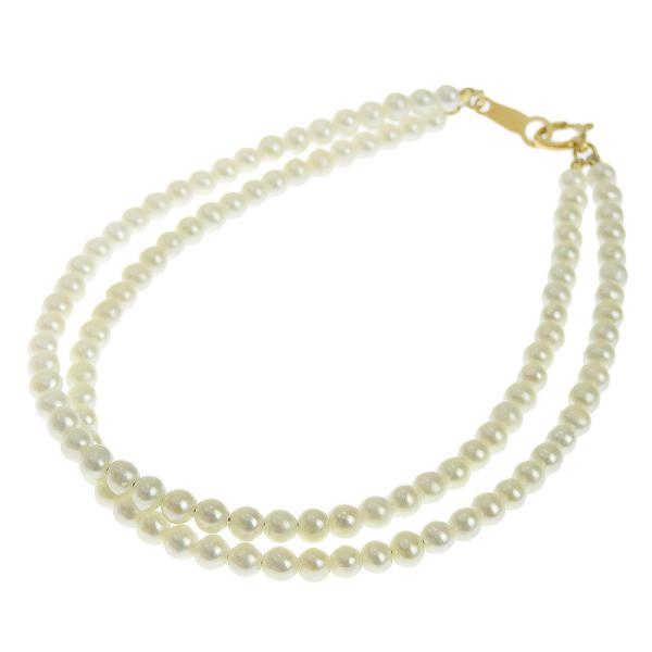 Cultured Pearl Bracelet in K18YG, Small White Pearls - Elegant Bracelet for Ladies in Great Condition