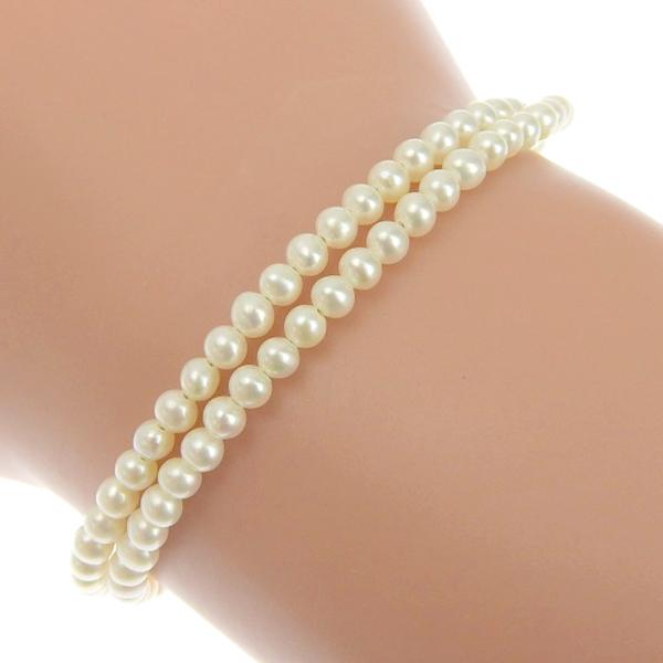 Cultured Pearl Bracelet in K18YG, Small White Pearls - Elegant Bracelet for Ladies in Great Condition