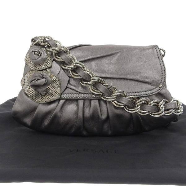 Leather Flower Chain Shoulder Bag in Very Good Condition