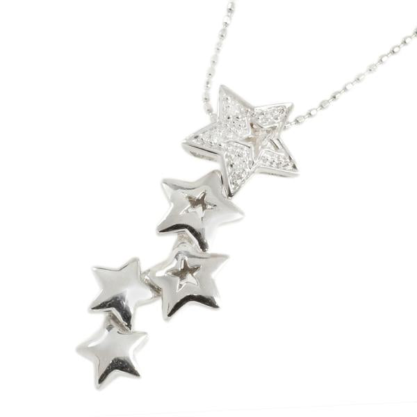 Folli Follie Star Necklace with K18 White Gold and Diamond 0.02ct in Ball Chain (Pre-owned) in Excellent Condition