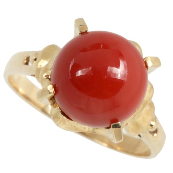 18k Gold Coral Ring in Excellent Condition