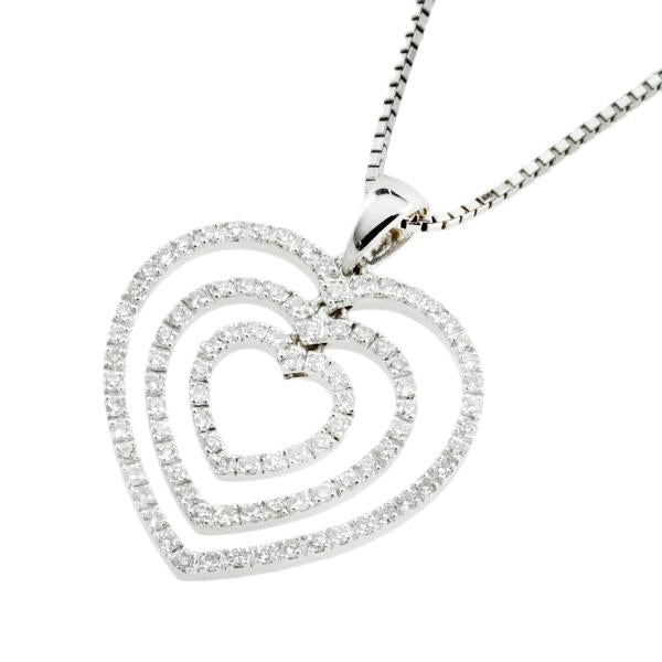 Jewelry Maki Triple Heart Necklace with 0.62ct Diamonds in K18 White Gold - Women's  in Excellent Condition