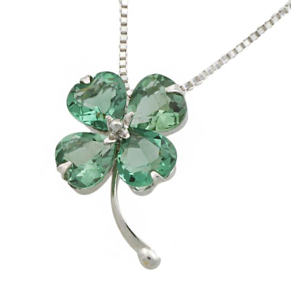 18k Gold Quartz Clover Pendant Necklace