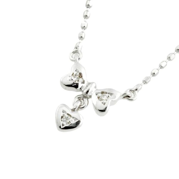 Samantha Tiara Heart Ribbon Necklace with 0.02ct Diamond in K18 White Gold - Women's  in Excellent Condition