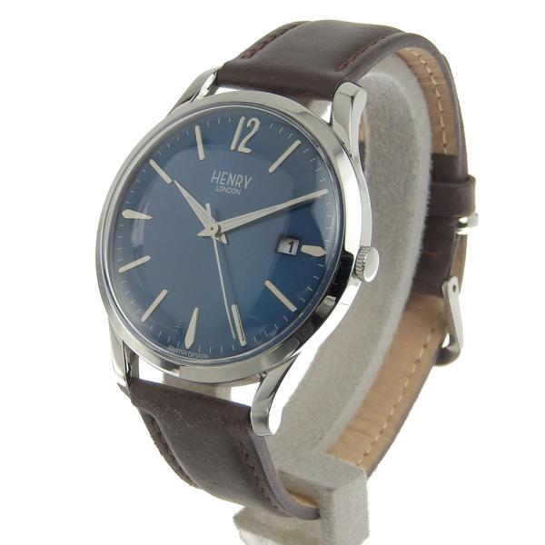 Henry London Knightsbridge Men's Quartz Watch with Date, Leather and Silver Stainless Steel in Great Condition