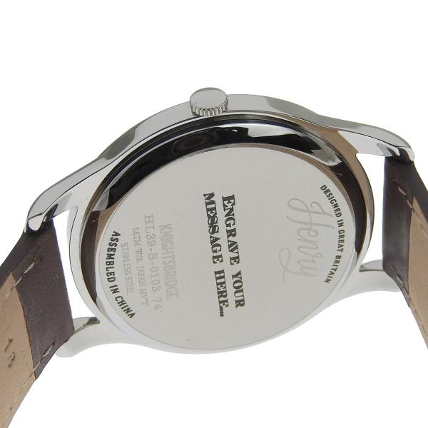 Henry London Knightsbridge Men's Quartz Watch with Date, Leather and Silver Stainless Steel in Great Condition