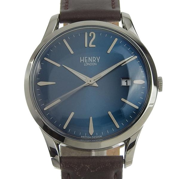 Henry London Knightsbridge Men's Quartz Watch with Date, Leather and Silver Stainless Steel in Great Condition