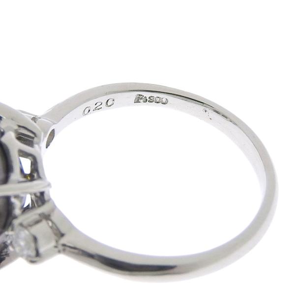 "Pt900 Platinum Ring with Black Pearl of 12.4mm and Diamond of 0.20Ct Size 15 by No Brand"