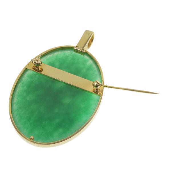 Pendant Brooch in K18 Yellow Gold with Natural Quartzite, Ladies, No Brand