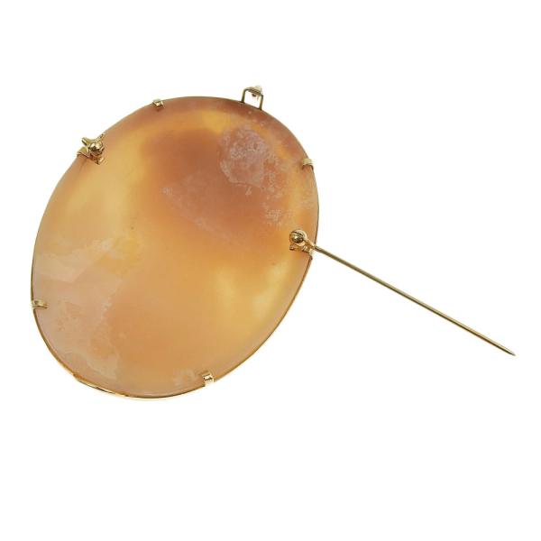 Pendant Brooch in K18 Yellow Gold with Natural Shell Cameo, Ladies, No Brand