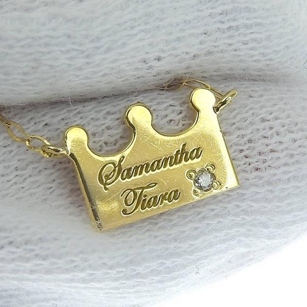 Samantha Tiara K18YG Necklace with Diamond (0.01ct) and Crown Motif for Ladies in Excellent Condition