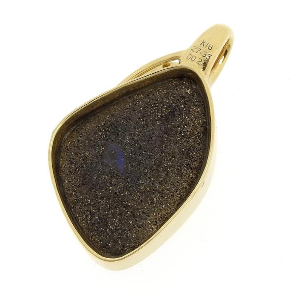 K18YG Pendant with 27.35ct Boulder Opal and 0.22ct Diamonds for Ladies in Excellent Condition