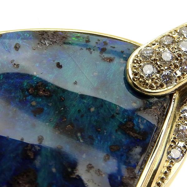 K18YG Pendant with 27.35ct Boulder Opal and 0.22ct Diamonds for Ladies in Excellent Condition