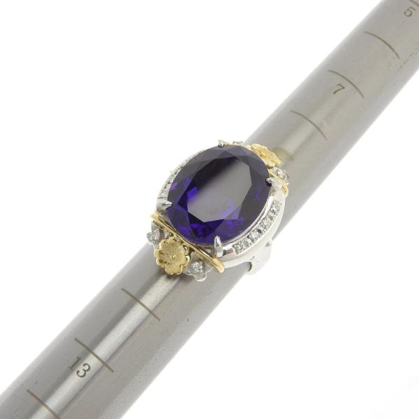 K18YG & Platinum Pt900 Ladies Purple Ring with 14.40ct Amethyst and 0.20ct Diamonds, Size 10 in Excellent Condition