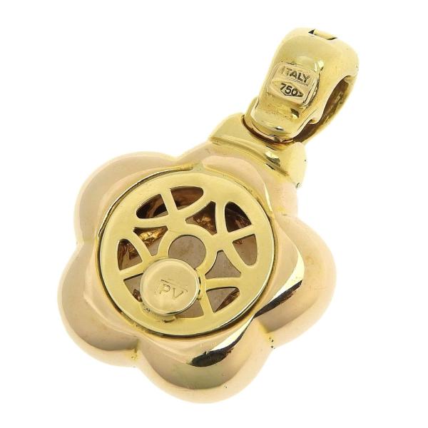 Ponte Vecchio Flower Motif Pendant Top - K18 Yellow Gold and Shell for Women