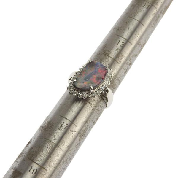 Charming Boulder Opal 4.06ct, Diamond 0.51ct, Pt900 Platinum Ring, Size 15.5 for Women in Excellent Condition